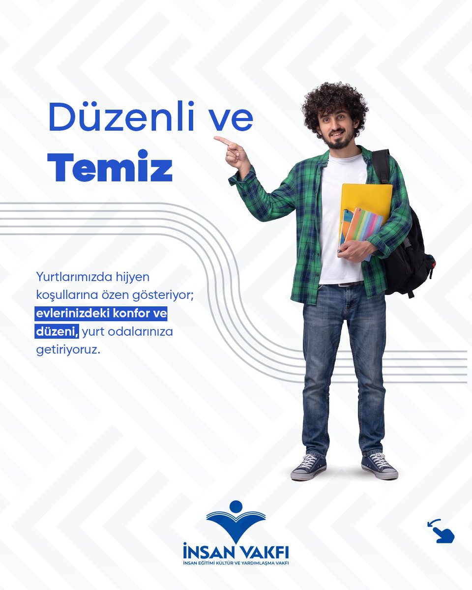 insanvakfi's tweet photo. Neden İnsan Vakfı Öğrenci Yurtları ❓

✅ Düzenli ve Temiz 

Yurtlarımızda hijyen koşullarına özen gösteriyor; evlerinizdeki konfor ve düzeni, yurt odalarınıza getiriyoruz.

✅Sessiz ve Konforlu Çalışma Alanları

Sunduğumuz çalışma alanlarına ilaveten düzenli gerçekleştirdiğimi söyleşi ve seminerlerle gençlerimizi en güzel şekilde hayata hazırlıyoruz.

✅ Burs İmkanı 

Gençlerimizin eğitim hayatlarını kesintisiz ve verimli  bir şekilde sürdürebilmeleri için düzenli şekilde burs desteği sağlıyoruz.

Bilgi ve kayıt için;
🌐 https://t.co/jzRiHdUAXq
📞 0212 534 41 61