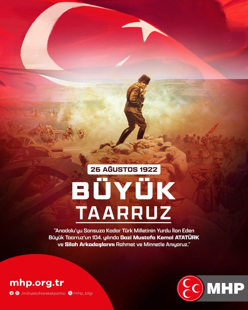 Avkthalilozturk's tweet photo. Anadolu'yu sonsuza kadar Türk milletinin yurdu ilan eden Büyük Taarruz'un 104. Yılında Gazi Mustafa Kemal ATATÜRK ve silah arkadaşlarını rahmet ve minnetle anıyoruz. https://t.co/7LaIdUj0HB