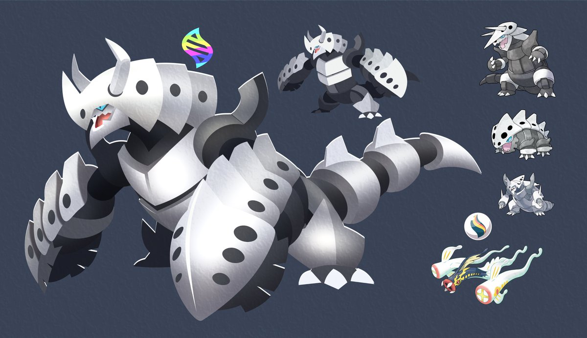 Glowing_Shark's tweet photo. Aggron x Eelektrossite, Use the Lairons on its arms to dig through mountains or break through the opponent's defense  😁✨
#stoneswap #fakemon https://t.co/NGlDDP2OKH
