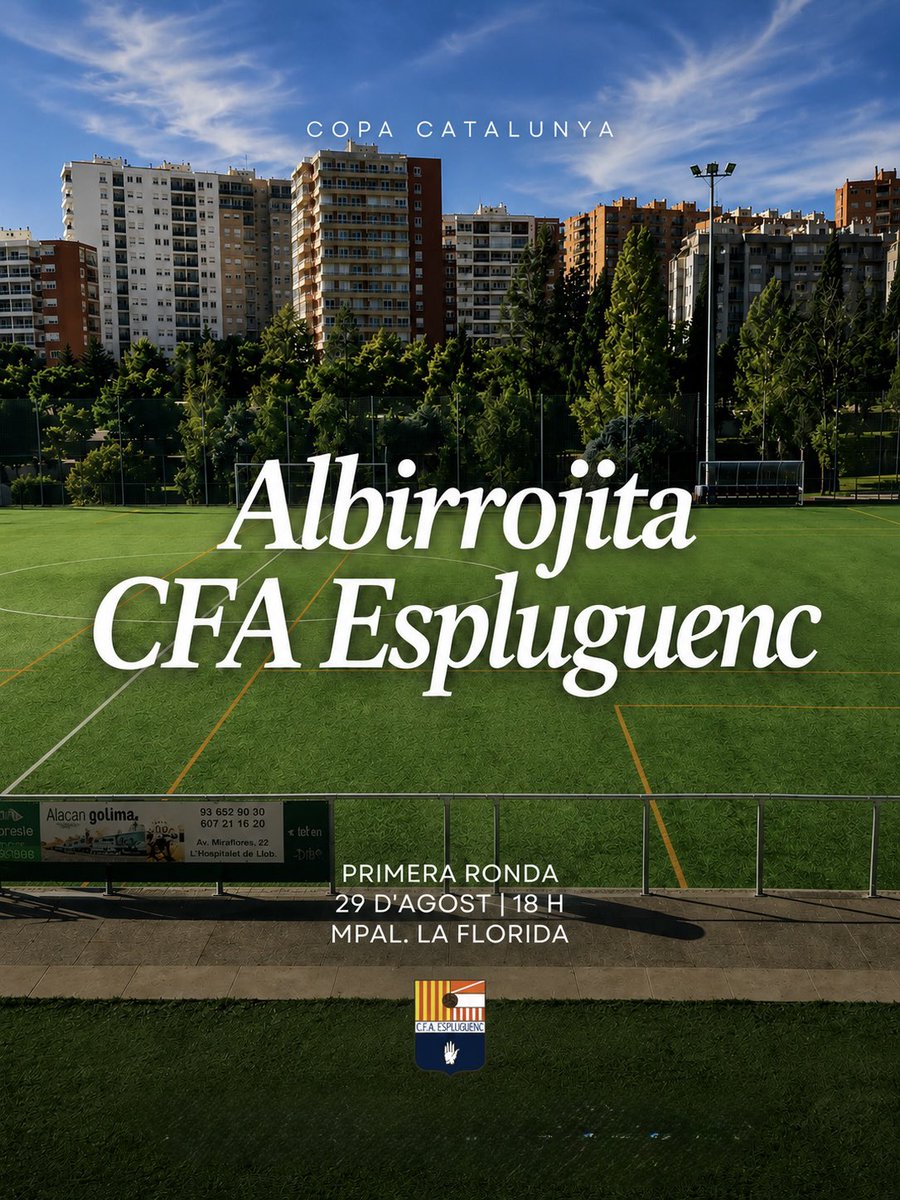 CFAEspluguenc's tweet photo. 𝗖𝗢𝗣𝗔 𝗖𝗔𝗧𝗔𝗟𝗨𝗡𝗬𝗔! 👋🏻

El premi als equips campions arriba amb la primera ronda de la Copa Catalunya, que donarà el tret de sortida a la temporada oficial 2026-27. 

📅 29 d’agost
⏰ 18:00 h
📍 Mpal. La Florida

Endavant, Esplu! 💙

#SomEspluguenc | #Futbolcat | #2cat4 https://t.co/YQK3cqMnNR