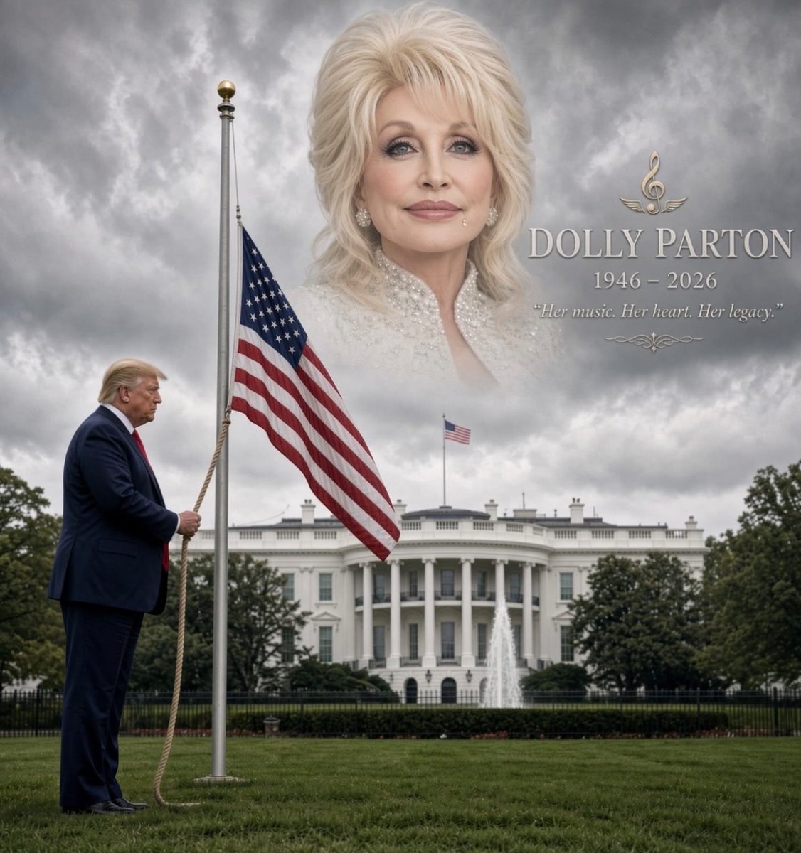 conley_d6689's tweet photo. President Trump just ordered U.S. flags lowered to half-staff nationwide for a full week in honor of Dolly Parton.
For more news: https://t.co/FrBPvQPzRI
#DollyParton #RIPDollyParton #DollyPartonForever #PresidentTrump #Trump #HalfStaff #AmericanFlags #NationalMourning #USA https://t.co/rIeivCQenQ