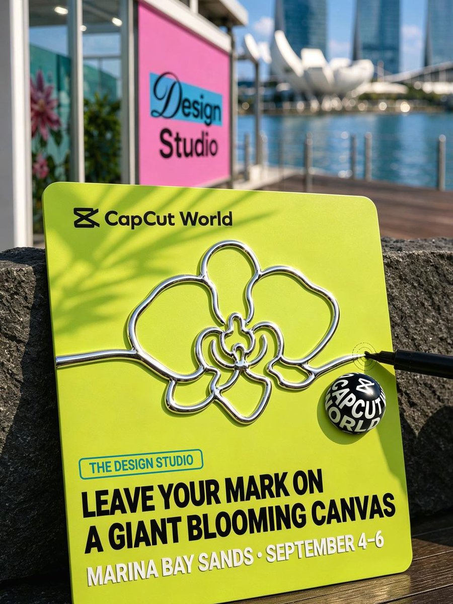 capcutapp's tweet photo. ⛲️ CapCut World is coming to Marina Bay Sands, Singapore, September 4 to 6.  

We're taking over the waterfront for three days, with our newest creative tools across AI, design and video studios. Walk in, try them out, and leave with something you made.  

The World opens at noon September 4, and 10am–9pm on September 5–6. Grab a Stamp Card, hit every studio, and unlock a little surprise at the end.

Show us what you make with CapCutWorld & CapCutWorldSG.

More at https://t.co/Z8mwYQXFSA