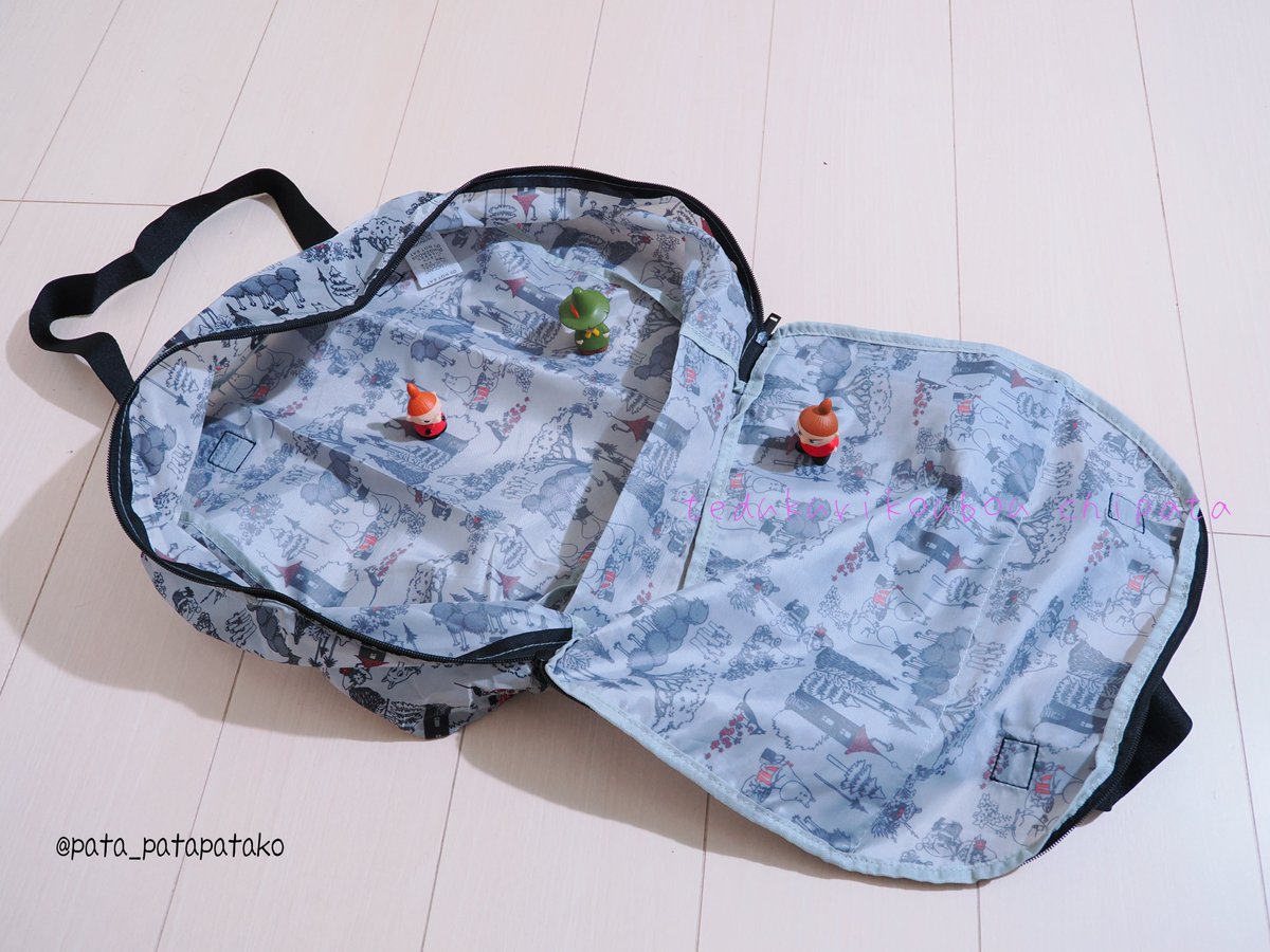 echipata's tweet photo. またしても、大人の力でお迎えしたバッグ👜
『 #大人のおしゃれ手帖 』9月号の付録😁
180°ガバっと開くのが、とても良いですよ💕

いつも渋い顔で「また買ったの？」と言うダンナさんが、初めて「コレは良いね❣️」と言ってくれました🤣

#ムーミンボストンバッグ #ムーミンなくらし 
#付録バッグ https://t.co/t8gZtjqWSH