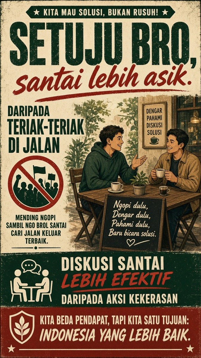 BaronSubaron's tweet photo. Ayo menempuh jalan sepi bukan karena takut, melainkan karena mencintai negeri dengan cara lebih bijak serta berdampak
Gak Ikutan GakMasalah https://t.co/wHxu1RLlKc