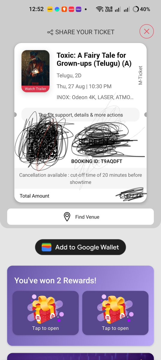 prithvicena21's tweet photo. @bookmyshow Why have you disabled the cancellation option??? It showed cancellation available in the morning. Now I am unable to cancel. What nonsense https://t.co/HFsuzdOzj1