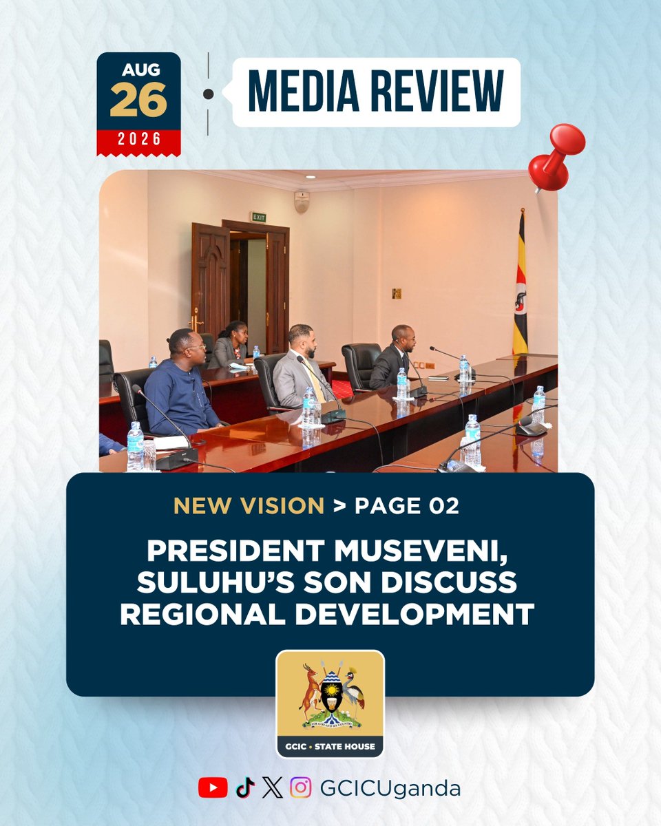 GCICMediaReview's tweet photo. President Museveni on Monday met a Tanzanian delegation led by Abdulhalim Hafidh Ameir, the son of Tanzanian President Samia Suluhu Hassan, at State House Entebbe. #GCICMediaReview https://t.co/ZR5Xbuv38n