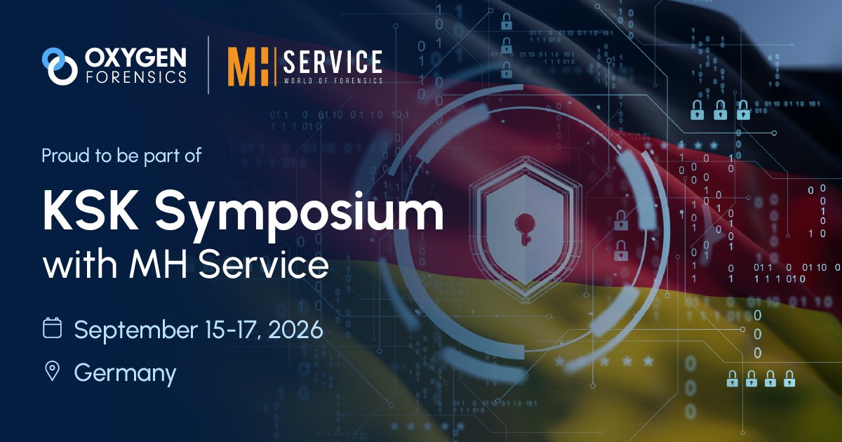 oxygenforensic's tweet photo. 🔍 Joining the digital forensics community in Germany this September.

Oxygen Forensics is proud to partner with MH Service at the KSK Symposium, September 15-17.

👉 Learn more: https://t.co/gozVBShXkb

#OxygenForensics #KSKSymposium #DFIR #DigitalForensics #LawEnforcement https://t.co/WvKyaXl39l