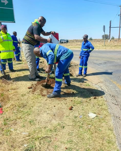 GPDRT_'s tweet photo. ⚠️🚧⚠️🚧

#RoadSafety

Danger plates are being installed along P6/2 (R23) in Benoni to improve road safety and alert motorists to potential hazards.

Motorists are urged to remain cautious, obey road signs and adjust their speed when approaching work areas.

#GautengAtWork #GautengRoads #Benoni