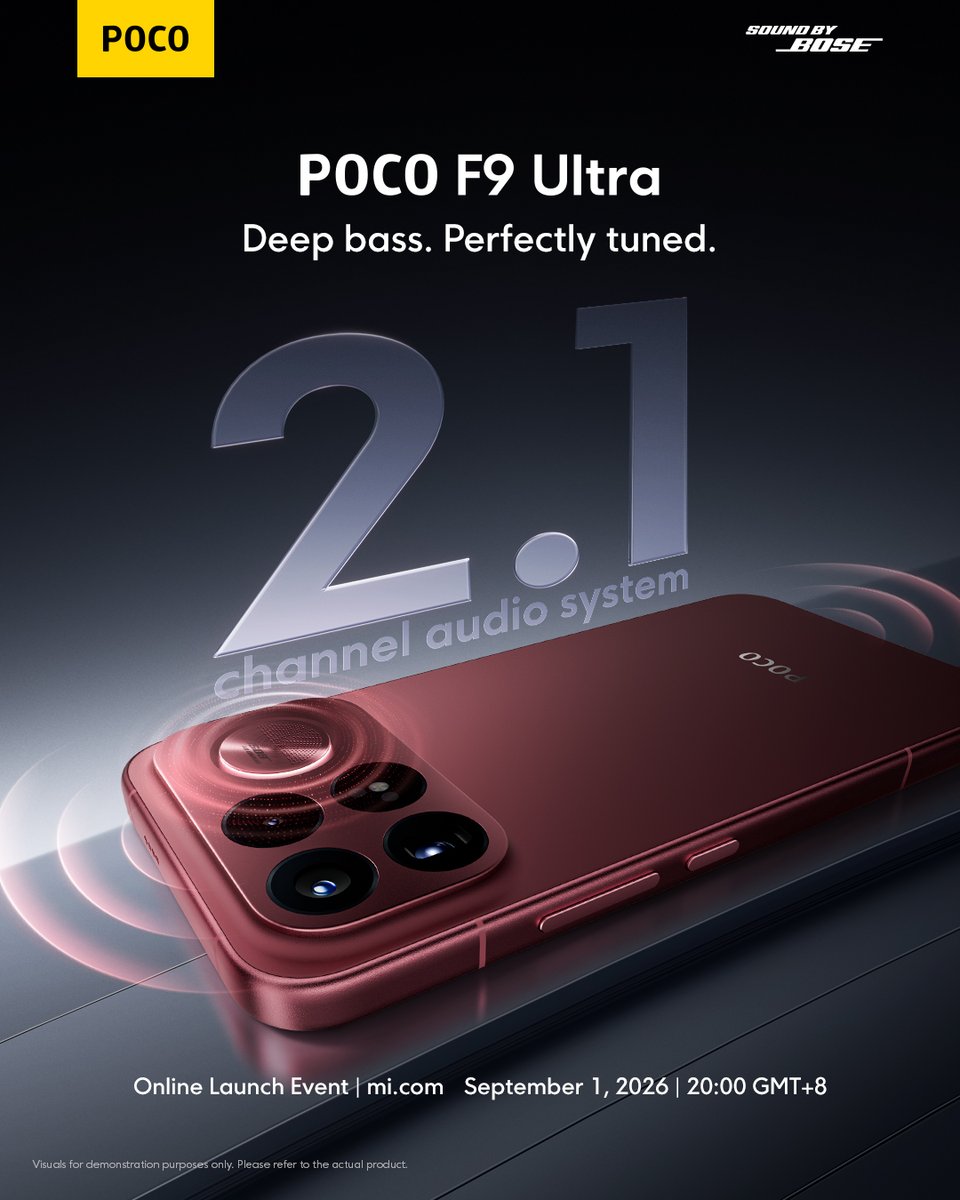 POCOGlobal's tweet photo. Sound by Bose, now even better.
POCO F9 Ultra features upgraded 2.1-channel audio system. https://t.co/DTKfboUhVy