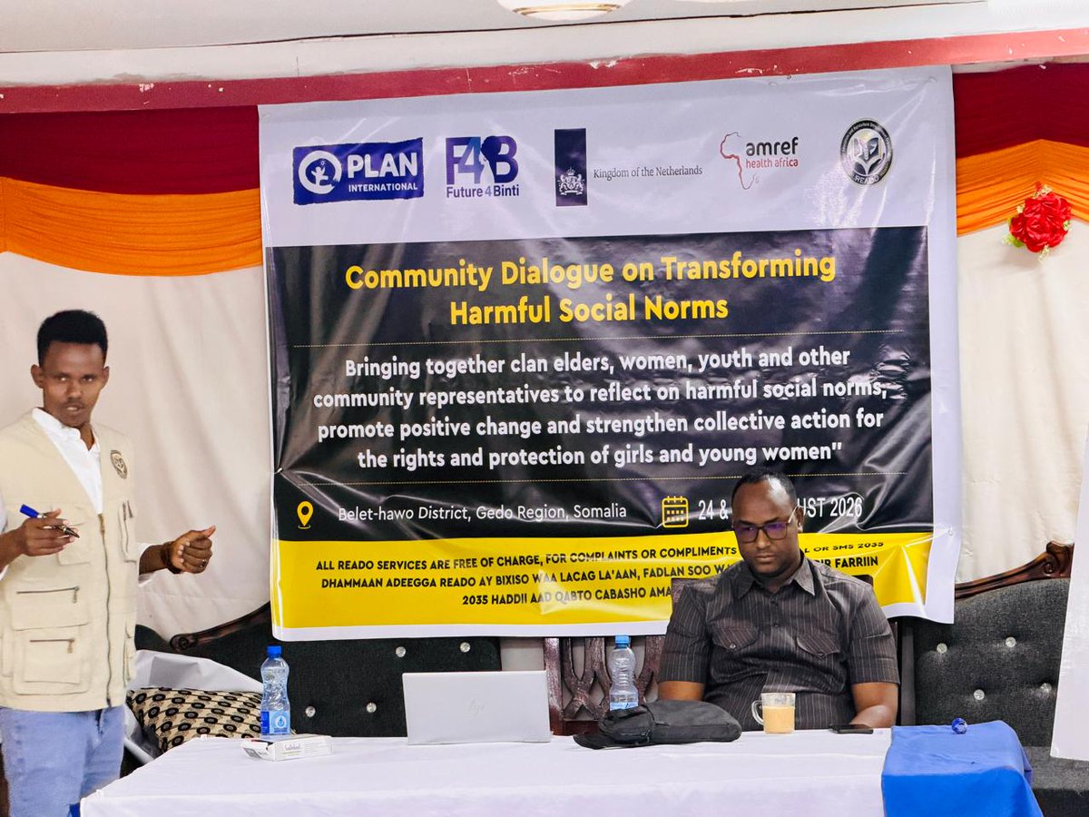 reado_org's tweet photo. Over two days, community members and key stakeholders came together under the #Future4Binti project to openly identify the harmful social norms affecting the wellbeing and opportunities of women, girls and families — and to commit to the positive attitudes, behaviours and collective action needed to change them.

Because harmful norms do not shift in silence. They shift through honest conversations, shared reflection and communities choosing to act differently.  Delivered by READO in partnership with @PlanInt_Som and  @Amref_Worldwide supported by @NLinSomalia @NLinKenya  .  #TransformingNorms #EndChildMarriage #EndFGM #Somalia #READO