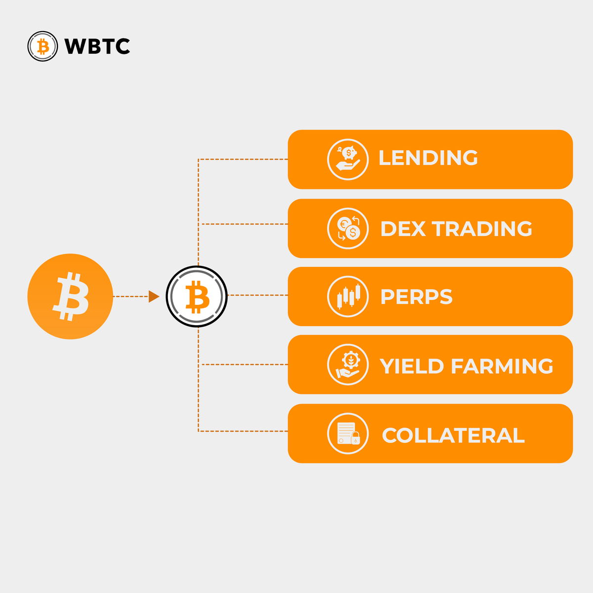 WrappedBTC's tweet photo. 1 WBTC, many DeFi destinations. https://t.co/cSKxabZUUT