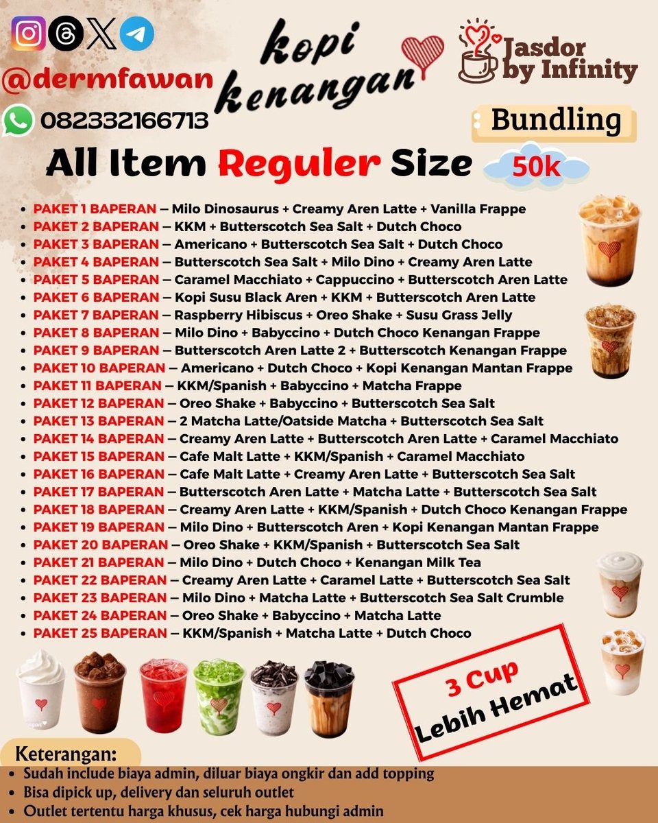 dermfawan's tweet photo. Paket Bundling Jasdor Kopken (kopi kenangan)

open: voucher,jasa co kopken
Order DM/wa (bio)

#zonaba #zonauang #wts #wtb #jasdorkopken #jasdor https://t.co/N6sRTb9ZL9