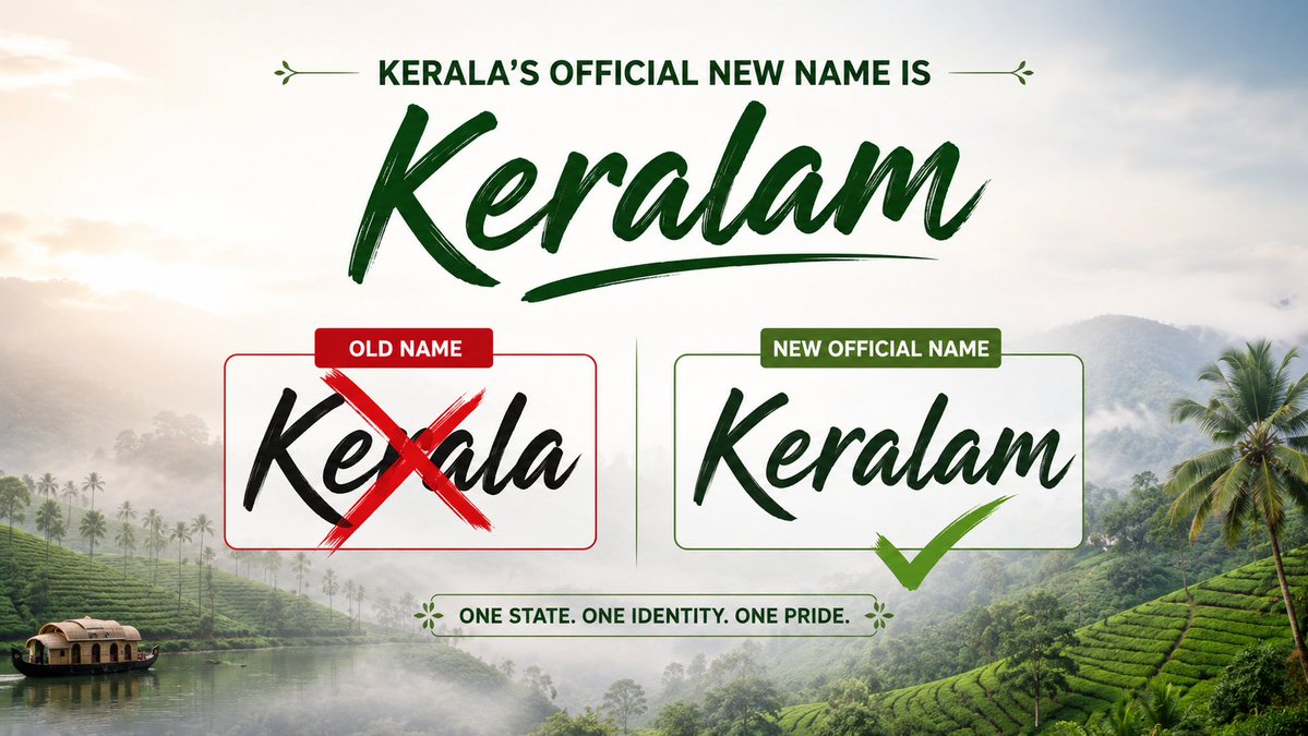 scholaroidedu's tweet photo. Kerala's official new name is Keralam. https://t.co/HsUwEEKGHj