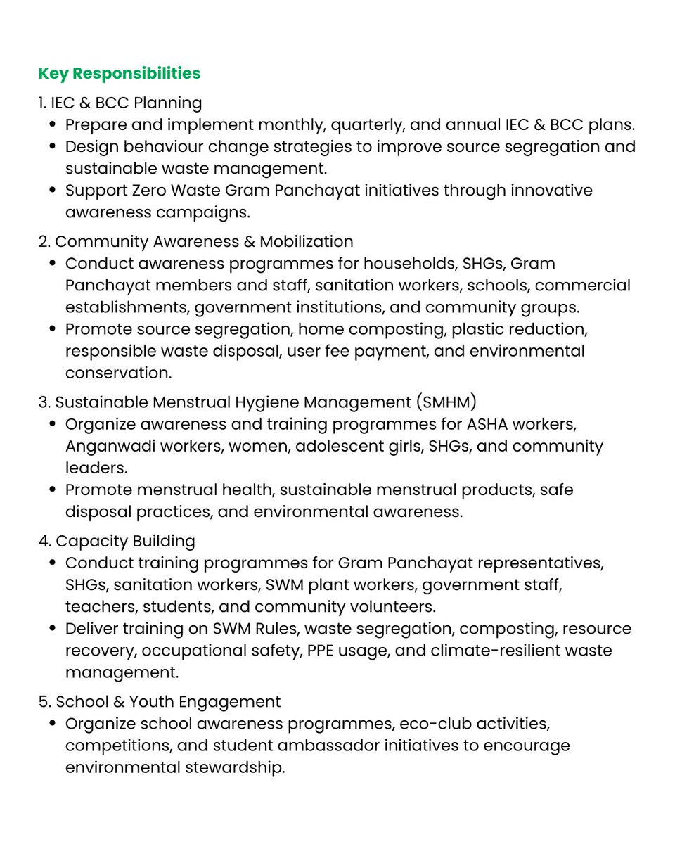 Hasiru_Dala's tweet photo. 📢 We’re hiring!
Hasiru Dala is looking for an IEC &amp; BCC Coordinator to lead community awareness, behaviour change &amp; training initiatives on sustainable waste management.
📍Bengaluru &amp; Mandya
💼3+ yrs experience
💰₹30,000 CTC
📩anil@hasirudala.in | hr@hasirudala.in
Link below. https://t.co/atW8L6DxLY