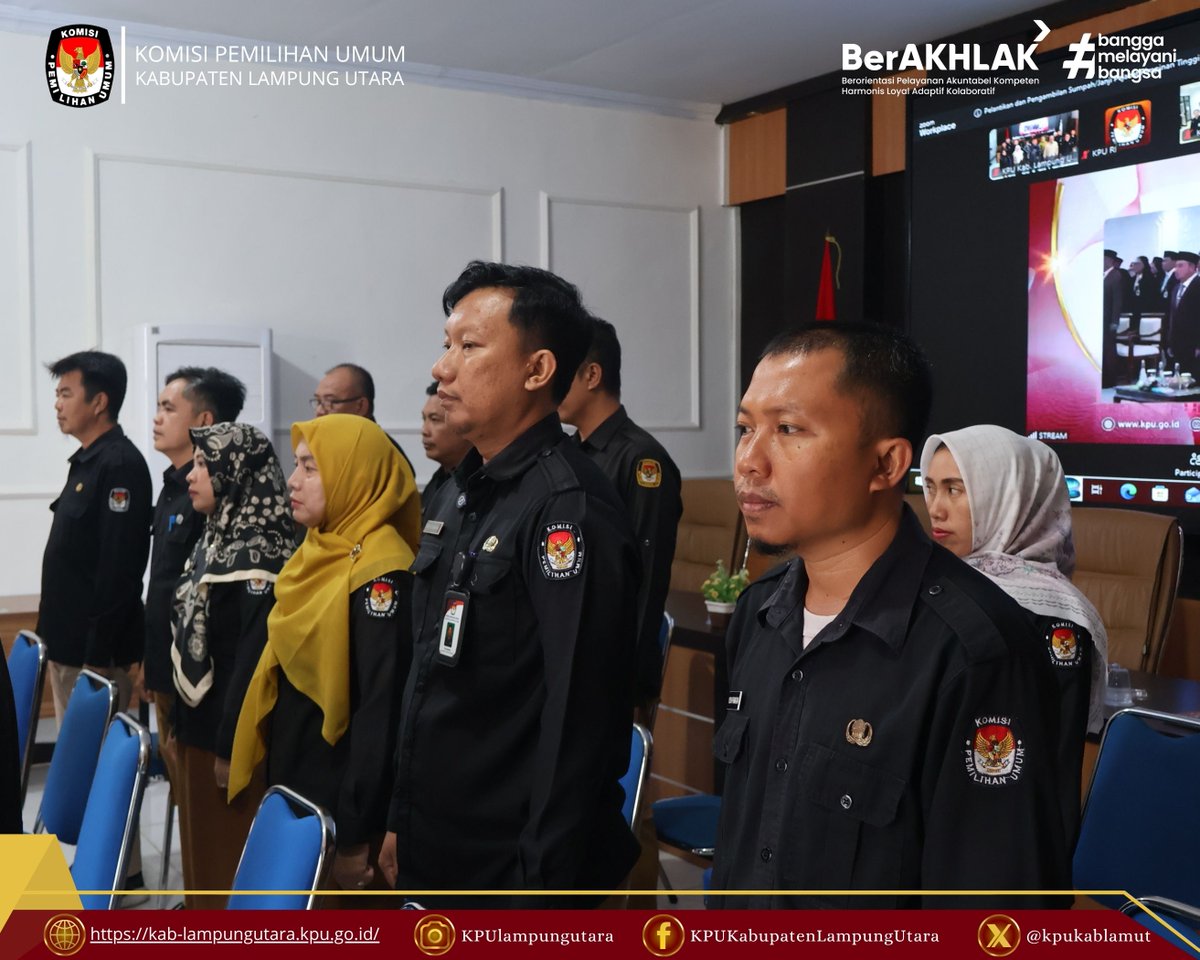 kpukablamut's tweet photo. #TemanPemilih, KPU Kab. Lampung Utara Mengikuti Kegiatan Pelantikan &amp; Pengambilan Sumpah/Janji Pejabat Pimpinan Tinggi Madya di Lingkungan Sekretariat Jendral KPU RI Tamhun 2026 Rabu, 26 Agustus 2026.
@kpu_ri @kpu_lampung

#kpumelayani
#kpukabupatenlampungutara
#kpulampung https://t.co/KecgP8yCRK
