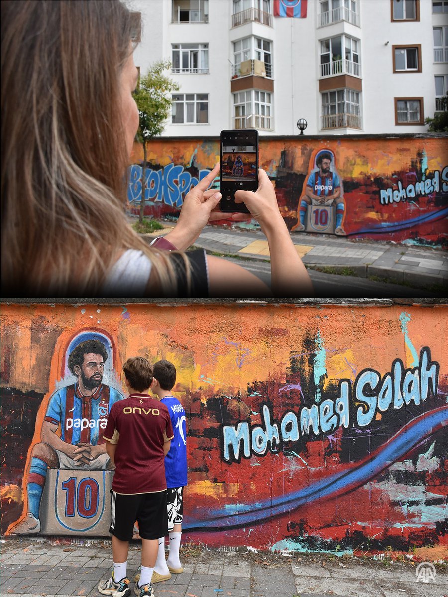 aspor's tweet photo. 🎨 Trabzon'da Muhammed Salah sevgisi duvarlara resmedildi. https://t.co/b0i54OESyy