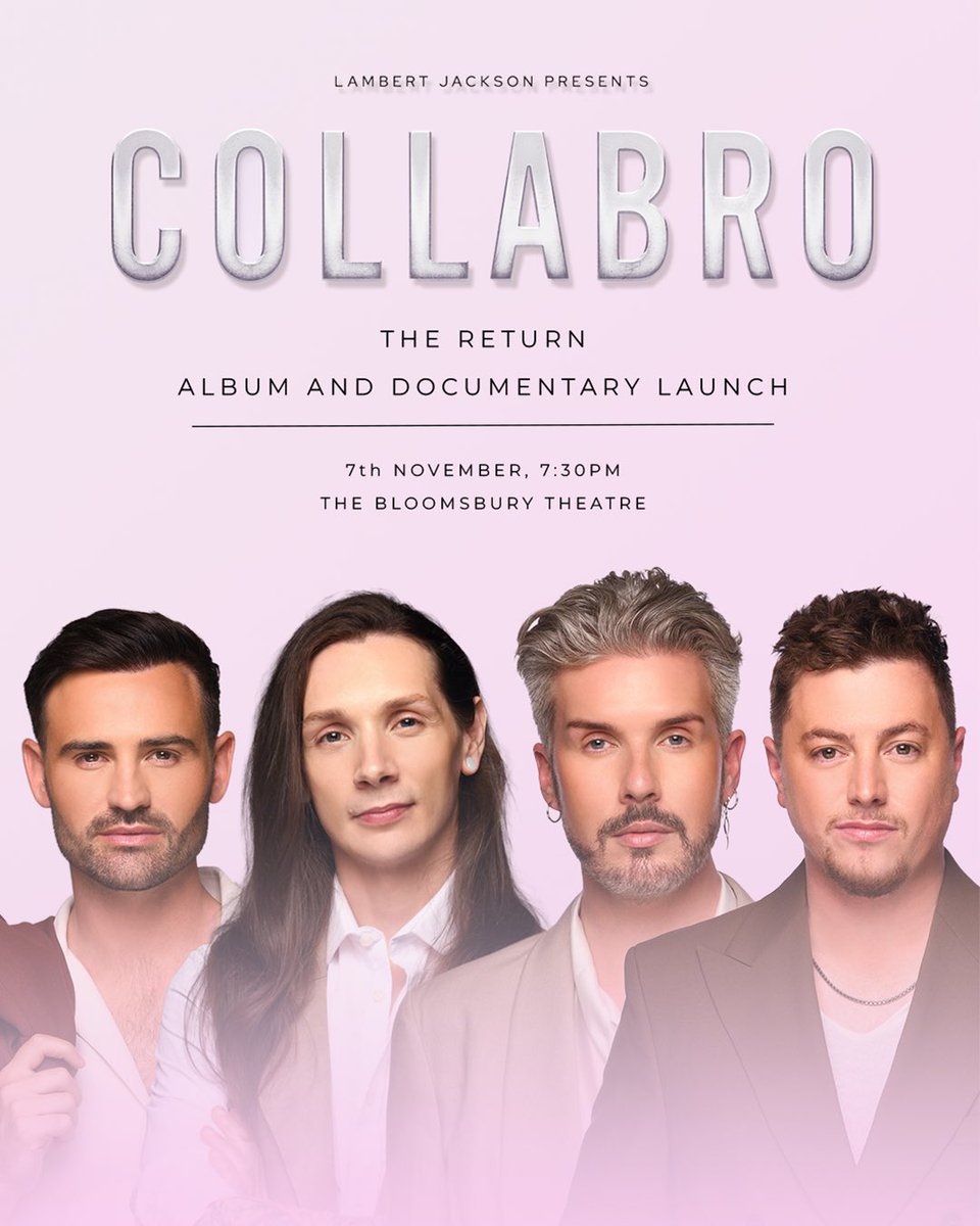 Collabro's tweet photo. We’ve had so many requests for an official album launch, so due to phenomenal demand we present to you…
 
✨ THE RETURN - ALBUM AND DOCUMENTARY LAUNCH ✨

An exclusive pre-sale will begin TOMORROW at 10am, so make sure you sign up using this link! 
🔗- https://t.co/VMOXzK9goH https://t.co/EmLo9tzdGC
