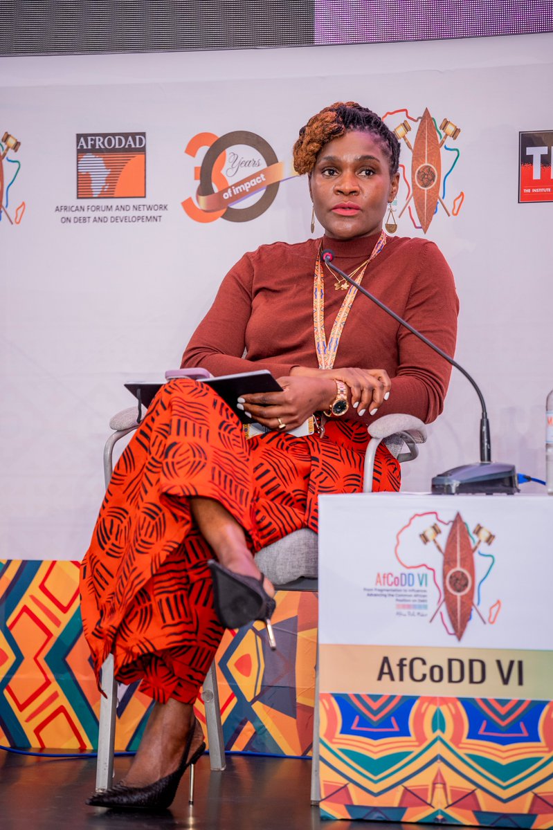 AFRODAD2011's tweet photo. The panel discussion for #AfCoDDVI session 3 spans tax justice, gender and debt, and continental policy: Janet Zhou the AFRODAD's Executive Director brings the pan-African debt feminist perspective, Chenai Mukumba brings the Tax Justice Network Africa's expertise on illicit financial flows, Memory Kachambwa represents FEMNET's pan-African feminist lens on debt,Paul Sikazwe Technical Advisor on Debt, African Union, and Sen. Okoiti Andrew Omtatah brings the perspective of Kenya's own Parliament. Jason R. Braganza of The Fikra Collective moderates a discussion that moves quickly from diagnosis to strategy, asking how each of these strategic assets can be harnessed to reposition Africa as a genuine rule-maker in international debt governance rather than a passive recipient of externally designed solutions.  #AfricaRuleMaker #StopTheBleeding @TIKenya @TISAKenya @CAID_Kenya @ipf_global @oxfamkenya @OkoaUchumi_KE