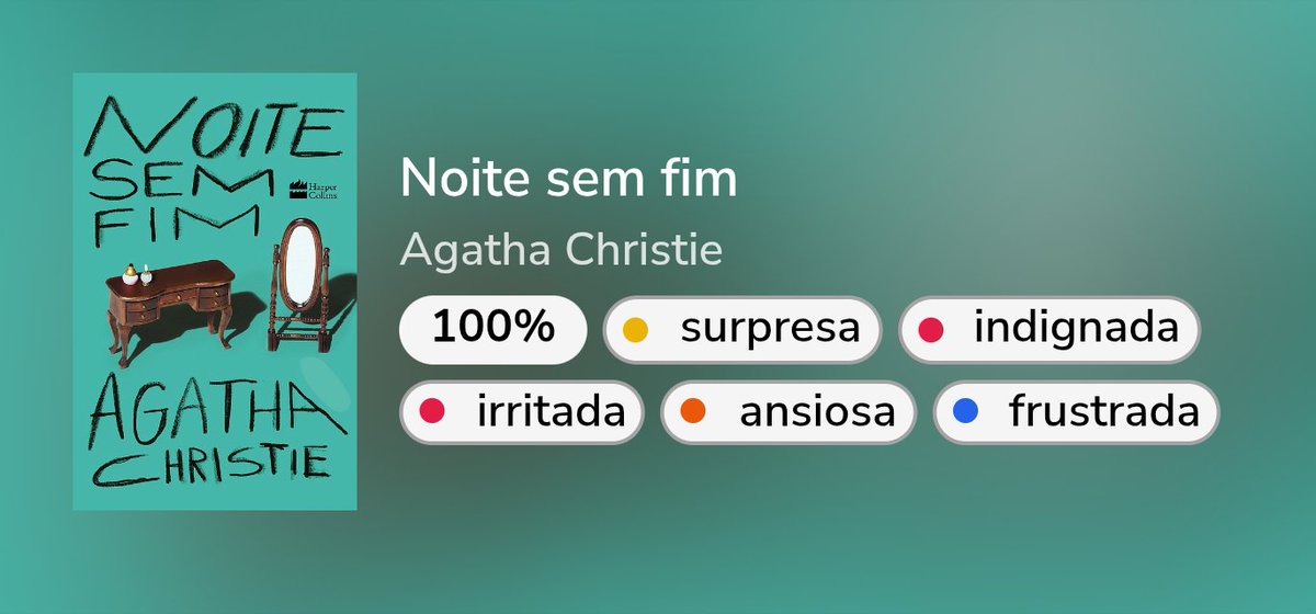 M00NPjm's tweet photo. 49. Noite sem fim – Agatha Christie
| Av: ★★☆☆☆
❝As coisas na vida expressas em palavras grandiosas – amor, sexo, vida, morte, ódio – não são, de modo algum, as que governam a existência.” https://t.co/pGIpDm6GQI