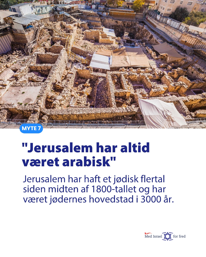miffdk's tweet photo. 🏛️ Myte: Jerusalem er en historisk arabisk hovedstad. Sandheden? Jerusalem har aldrig været hovedstad i noget arabisk eller muslimsk rige. For jøderne har det været det åndelige og politiske centrum siden kong Davids tid. #jerusalem #historie #arkæologi #israel #hovedstad https://t.co/vNpq2SJbP5