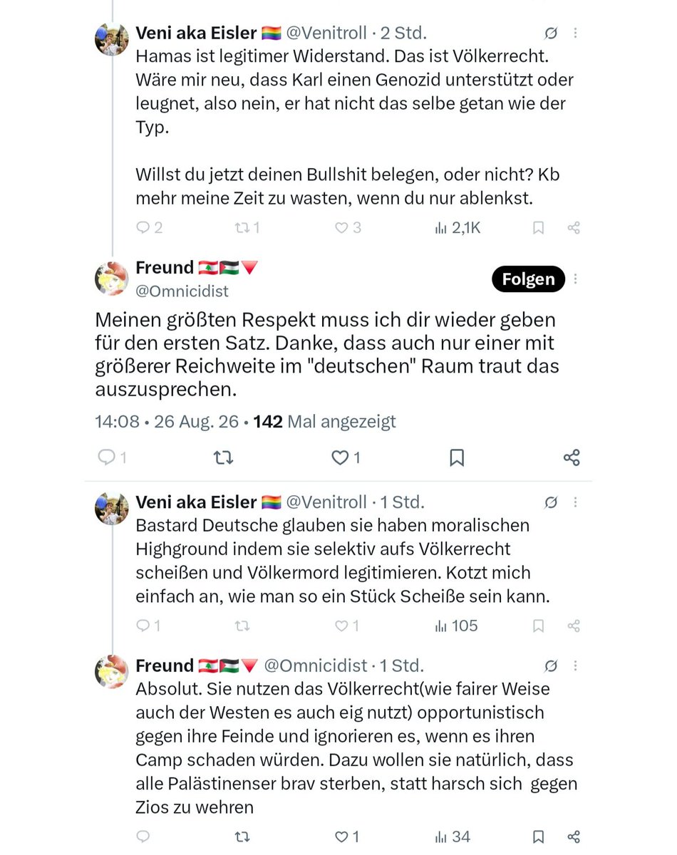 AndiAdlerAT's tweet photo. @TobiasHuch @Kirtscho @Venitroll Der Rafael und seine Freunde, finden anscheinend auch die Terror Organisation Hamas, welche die eigene Bevölkerung in Gaza kaltblütig ermordet,  recht lobenswert!
Der Typ dürfte wirklich nicht mehr ganz richtig im Kopf sein. https://t.co/tdJ5xWZaJW