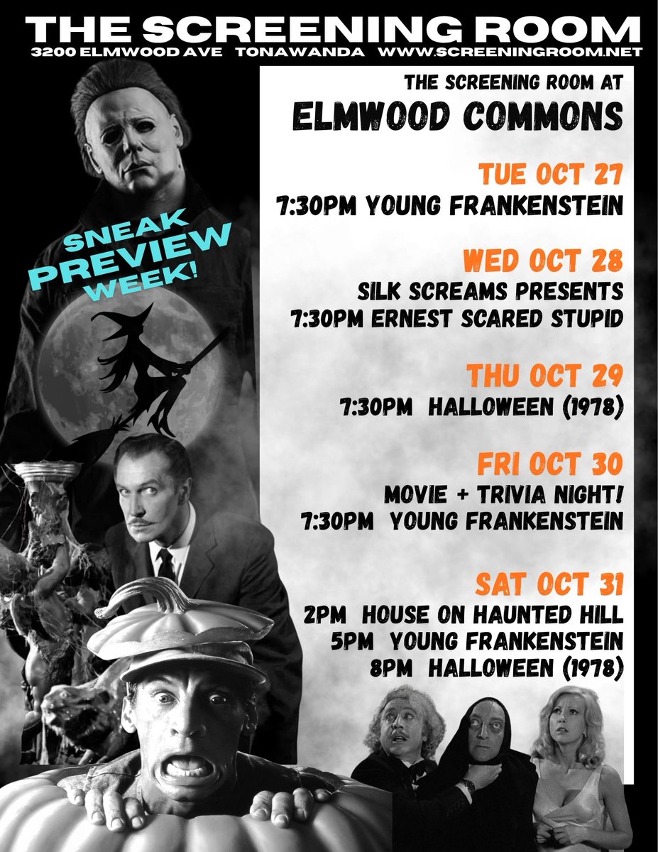 screeningroom1's tweet photo. Sneak Preview Week!  Additional tables have been added to these shows.  Tickets available at https://t.co/sBPrVbbMSU or call (716) 837-0376 https://t.co/XYzGdJKOKc