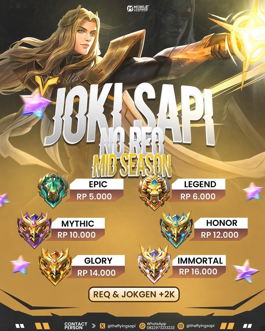 theflyingsapi's tweet photo. Halo teman teman!  

Ini Pricelist Mabar VIP dan Joki Rank Awal-Akhir Season

Kalo ada yang ingin ditanyakan bisa chat wa/dm https://t.co/96jlsCb7LN
https://t.co/e7so6rOCvU

Thank you! 🐮❤️
#zonauang #zonajajan #zonaBA #zona #mlbb #jokiml #jokimlbb #bealanja https://t.co/DcRwcxifXY