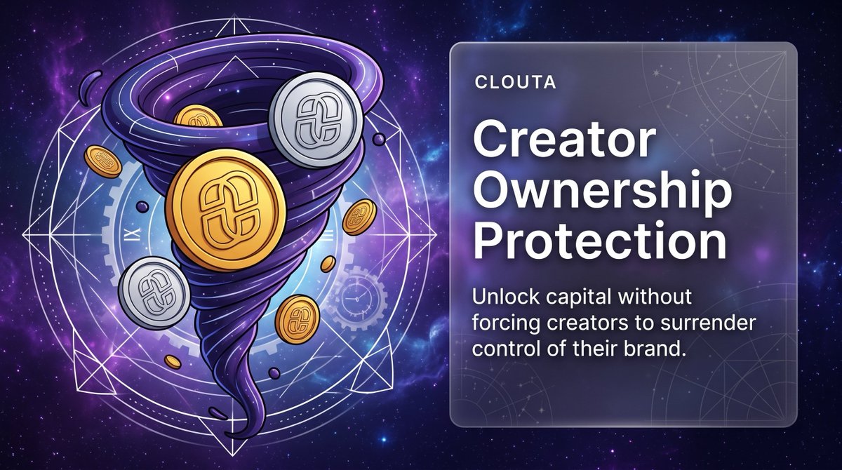 CloutaApp's tweet photo. Funding should help creators grow without forcing them to give up control of the brand they built.

Clouta is designed around creator ownership, unlocking capital through future revenue while allowing creators to maintain control over their identity, audience, and creative direction.