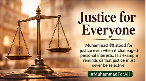 YunusMulla07's tweet photo. Justice for Everyone

Muhammad ﷺ stood for justice even when it challenged personal interests. His example reminds us that justice must never be selective.
#MuhammadForAll https://t.co/Cl9R73OUDb