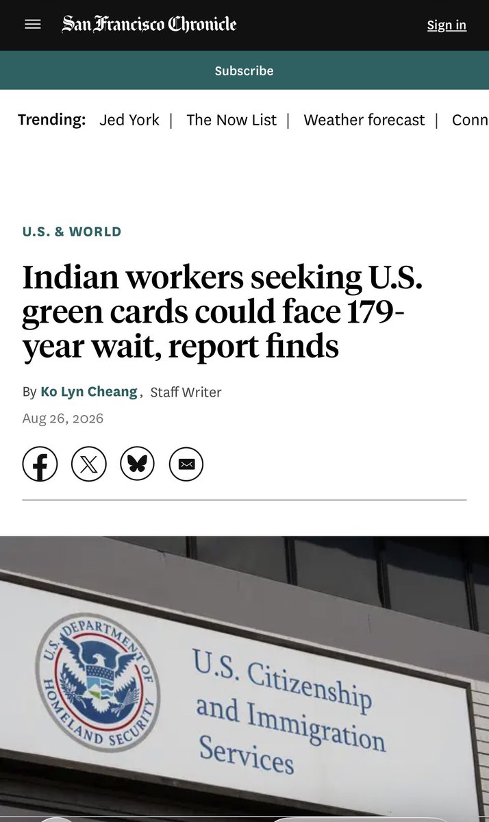 SanDiegoKnight's tweet photo. 🚨 179 YEARS.

A new report estimates that an Indian worker entering the EB-2 employment green card line today could wait 179 YEARS under the current system.

The backlog already includes an estimated:

1.26 MILLION Indians and dependents

Including roughly:

839,000 in EB-2 alone.

Everyone can agree a 179-year queue is absurd.

But here’s the question Congress needs to answer:

Do you fix the people already trapped in the backlog, or keep adding hundreds of thousands more people to the same pipeline?

https://t.co/NjGqZ7c8K3