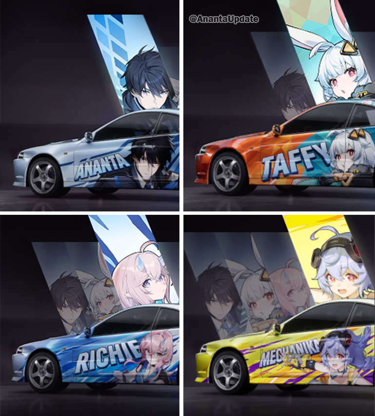 AnantaUpdate's tweet photo. ANANTA — Social Media Follower Milestone Car Skins!

All car skins will be available as milestone rewards if the required follower goals are reached. Only one of the 4 skins can be selected.

Which one would you choose?
#Ananta https://t.co/y9K7pHDjgV