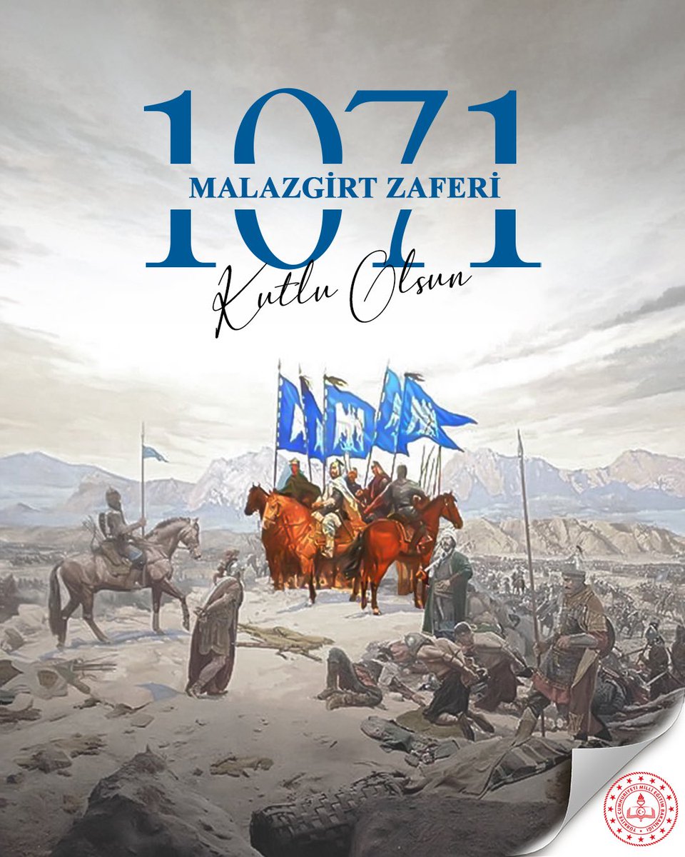 tcmeb's tweet photo. 🇹🇷 Malazgirt Zaferi, Anadolu coğrafyasını bizlere vatan kılan iradenin adıdır.

🇹🇷 1071’de Sultan Alparslan ve kahraman ordusuyla açılan bu büyük kapı, aynı zamanda bin yılları aşan bir medeniyet inşamızın da kilit noktasıdır. 

🇹🇷 Malazgirt’te ortaya konan bu ideali çocuklarımızın ufkunda  yaşatarak geleceğe taşımak, maarif davamızın asli sorumluluğudur. 

🇹🇷 Sultan Alparslan ve kahraman ecdadımızı rahmet ve minnetle anıyoruz.