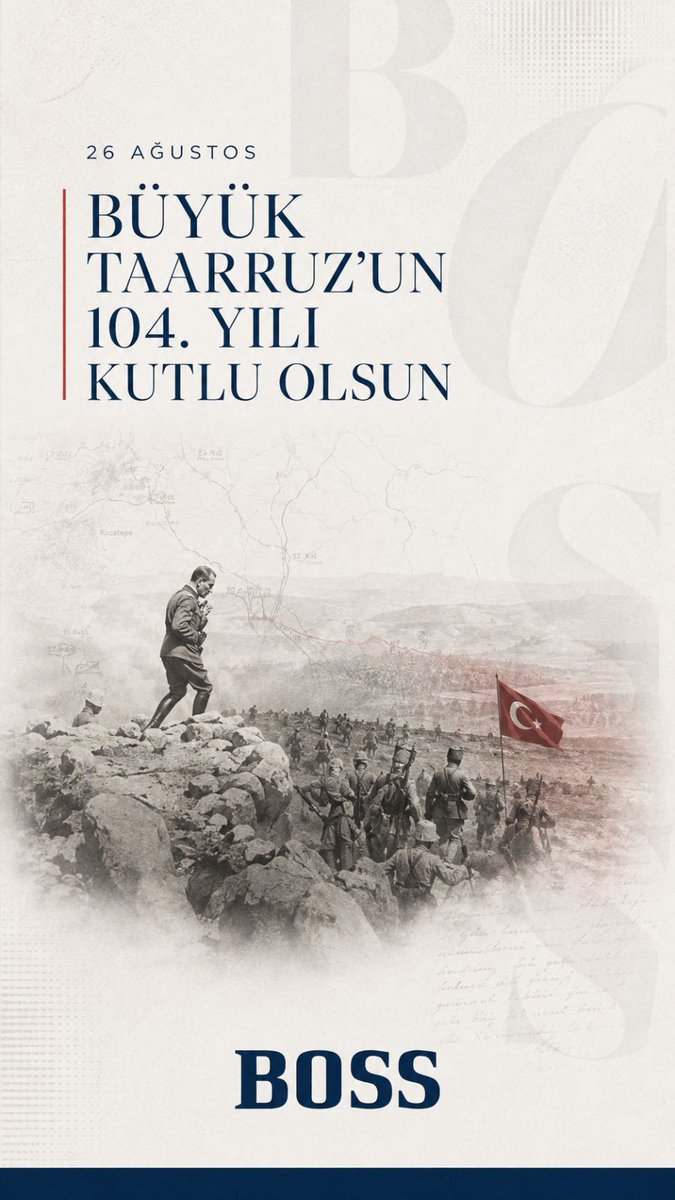 bossdergisi's tweet photo. Büyük Taarruz’un 104. yılında, vatan için canını feda eden, hiçe sayan tüm şehit ve gazilerimizi minnetle anıyoruz. 🇹🇷 https://t.co/c6R17ltq1g