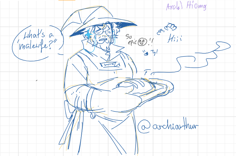 ArchiArtia's tweet photo. I forgot i had these doodled I made when I was on one of  my moots whiteboards

The guy with a scar and a moustache is my Banished Knight under his armor! https://t.co/aUlJ9U8e6S
