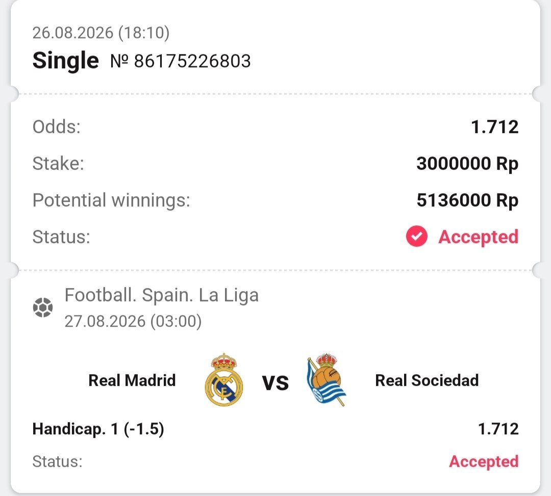 tipster_parlay's tweet photo. Single Bet Malam Ini
Kode:
5CYKF
HV8KF

Follow agar tidak ketinggalan bill jp lainnya

#parlay #prediksiparlay #tipsparlay #football #bet #bettingtips #Betting
#1xbet #melbet #dbbet https://t.co/CTvLM9mVvO
