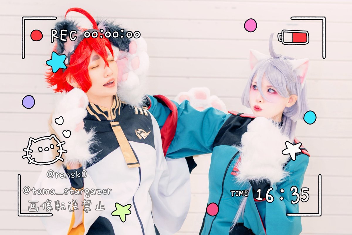 rensk0's tweet photo. ⚠️cos
2026.08.26 #世界犬の日 

😆「今日は世界犬の日です！」
😒「……私は猫なんだけど。」

ということで、犬猫スレミオ再掲🐶🐱💕

ミオリネ→@tama_stargazer
スレッタ→楝
photo📸→@miya_1102 

#スレミオ #G_Witch https://t.co/mxz8uEiBi9