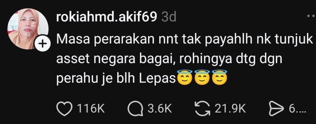 BendiTheBagak's tweet photo. Dah kena banned dgn MCMC ek? Pedas sangat la tu.

Memang betul pun. Buat apa nak tayang aset negara kalau warga asing pun boleh masuk dgn suka hati.

Buat kuil haram pun pihak berkuasa takut sgt nak hancurkan.

Tapi dengan melayu, elok je boleh berkasar, sampai tampar. Sial. https://t.co/RMnGYEj75h
