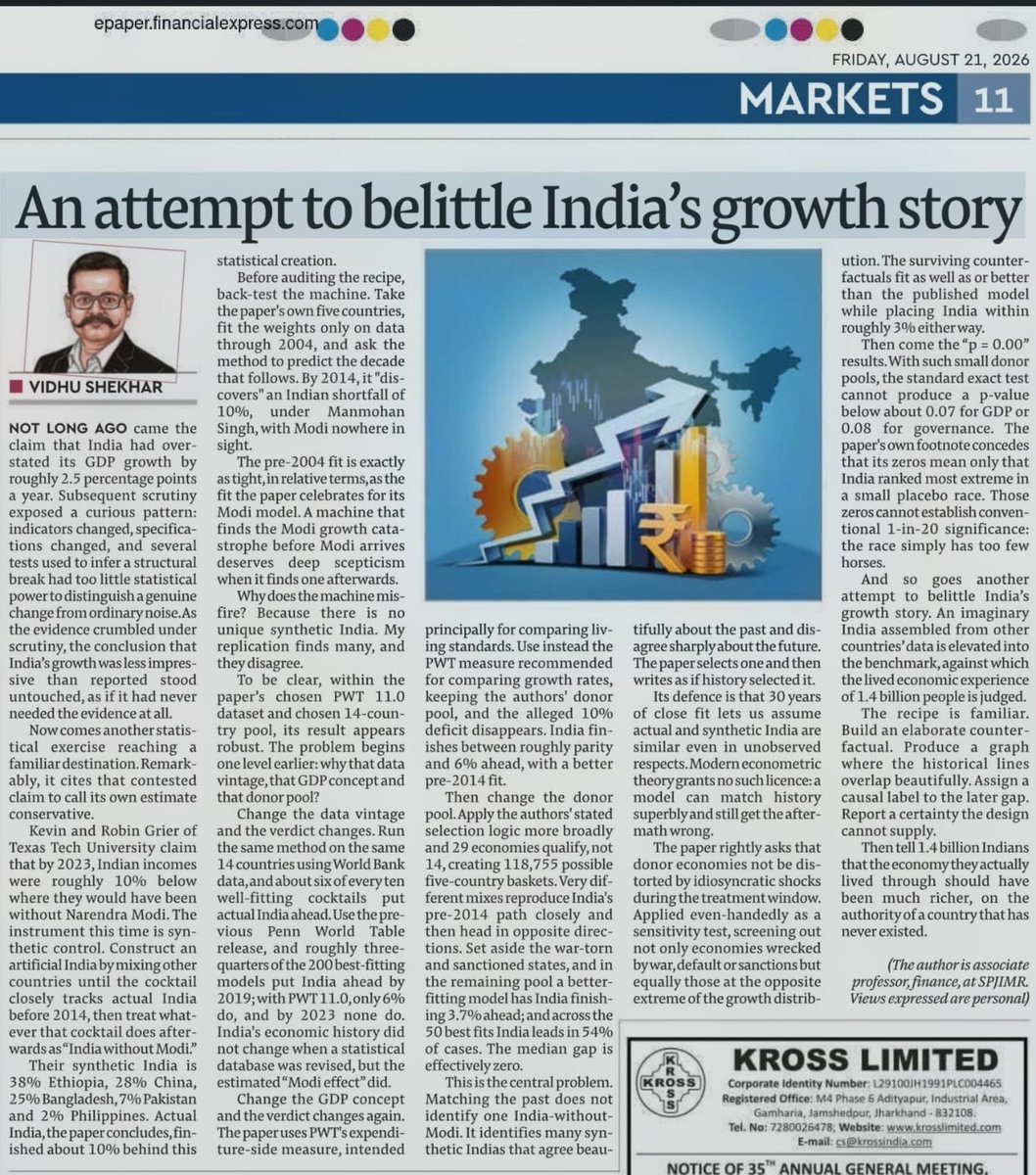 profvidhu's tweet photo. @thewire_in Statistical Jugglery they do. Cherry picking country pools and variables to arrive at desired conclusion. Have debunked the study thoroughly here... https://t.co/21UelVbPes