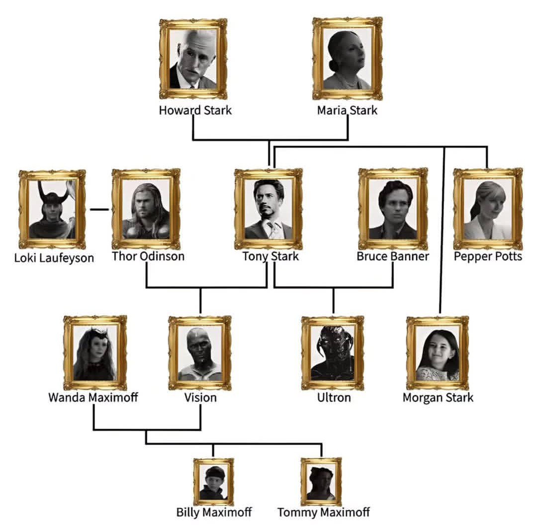 MaxiChronicles's tweet photo. Tony Stark's Family Tree 😭 https://t.co/X6WUDmqCvq
