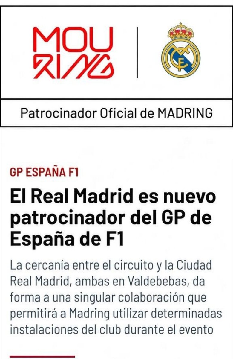 CalculadoraCule's tweet photo. Bona tarda! Ya sabemos porque colabora el #Mandril con el GP F1...para ceder sus instalaciones por su cercanía al circuito #F1🏎️🏁 de #Madring ...lo podrían bautizar #Mouring , da igual , si soy #AntiMoudridista y #AntiMouring también #ForçaBarça 💙❤️ @alberculer @ErnestoFClub https://t.co/4Ff5byUCt0