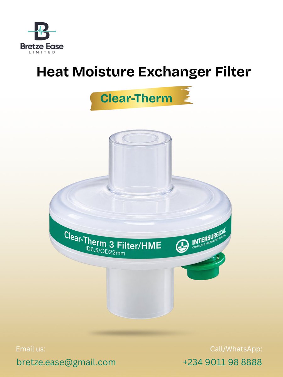 BretzeEase's tweet photo. The Heat Moisture Exchanging Filters (HMEFs) are advanced, prioritizing patients' protection and warmth.

To place your orders, send us a DM or

Email: bretze.ease@gmail.com

Call/WhatsApp: +2349011988888 

#hmefs #cleartherm #exchangefilter #respiratorysupport #bretzeease https://t.co/7He6HWXgVt
