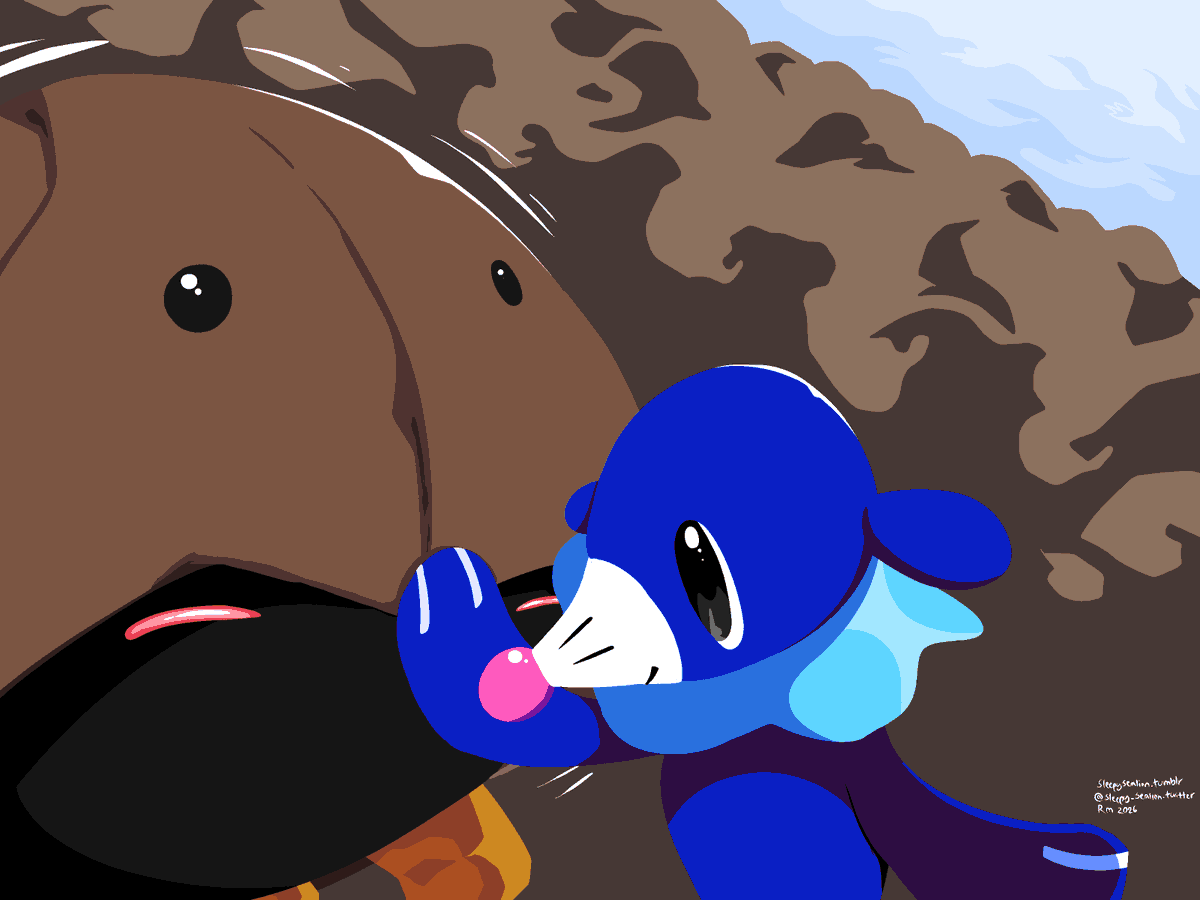 sleepy_sealion's tweet photo. It's a Friend! #pokemon #pokemonfanart #popplio #kabuto #pkmnart https://t.co/YHRcJQMdlI