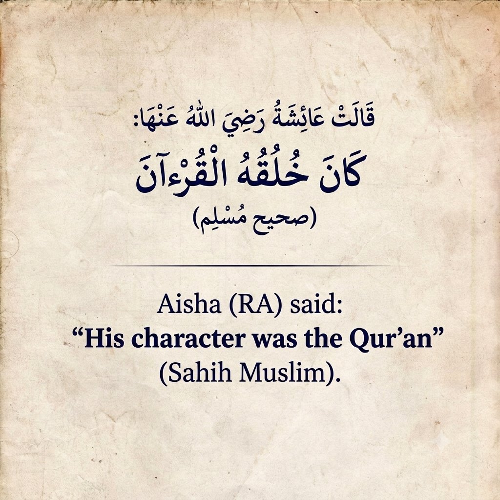 Sha4576Shaikh's tweet photo. When Sayyidatina Aisha (Radi Allahu Anha) was asked about the noble character and nature of the Prophet Muhammad (Sallallahu Alaihi Wa Sallam), she gave a profound and concise response:

​"His character was the Qur'an."
 Sahih Muslim (746) https://t.co/xJzW0T2fxY
