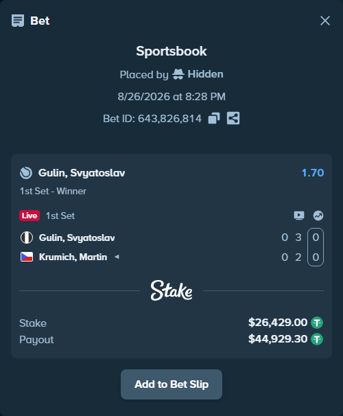 stakehighroller's tweet photo. Read or panic? $26,429 on Gulin, Svyatoslav - Krumich, Martin at 1.70.

#ATPChallenger https://t.co/fT2FhvuyCs