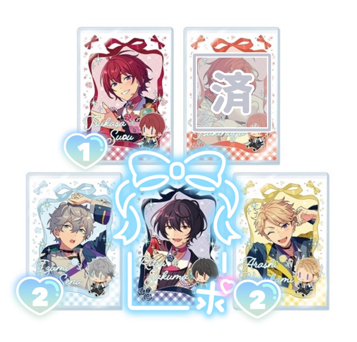 Kawa_0922's tweet photo. 【交換】あんスタ　ミニブロマイド&amp;硬質カードケース　硬質ケース

譲：司1 泉2 嵐2
求：凛月 ＞ 定価＋送料

🌸大阪梅田での手渡し or 郵送でのお取引
🌸お譲りはキャラまとめてお迎えいただける方優先
🌸泉は凛月との交換優先

お気軽にお声掛けください✨️ https://t.co/ADI0azMeAg