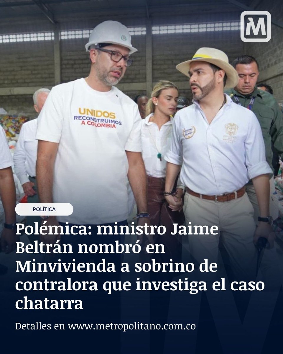 metropolitano_X's tweet photo. #Polémica | Ministro Jaime Beltrán nombró en el Ministerio de Vivienda a sobrino de contralora que investiga el caso chatarra.

Wilson González Vargas, exasesor de Beltrán cuando fue alcalde de Bucaramanga, ahora tiene un alto cargo en el ministerio. 

Es sobrino de la recién elegida contralora de Bucaramanga, Yazmín González, quien tiene el sus manos la investigación fiscal a la que está vinculado el exmandatario.

Por: @oscarivanrey 

Lea aquí la historia completa: https://t.co/glDrrwpnBT
