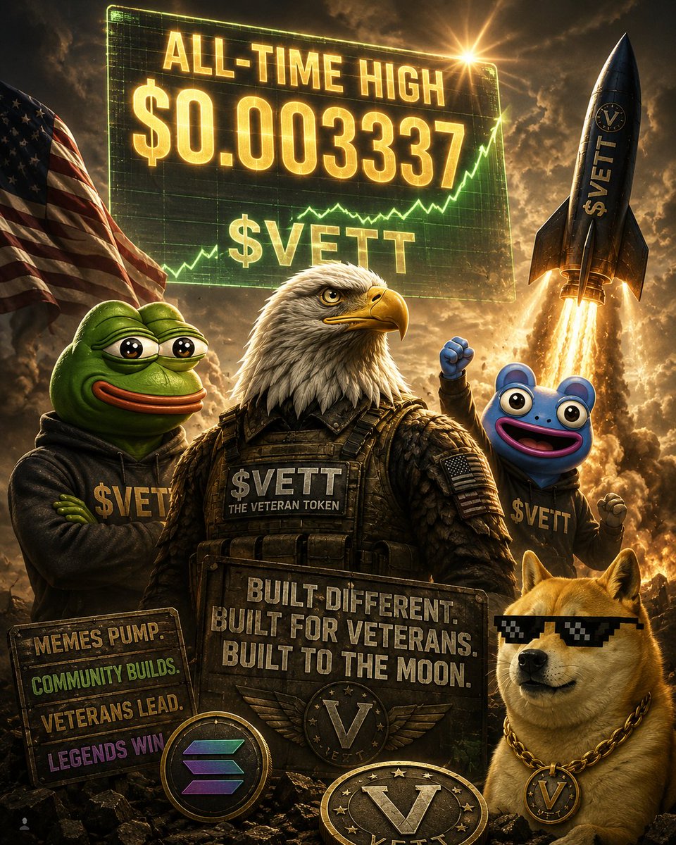 IntelaDEX's tweet photo. @ApeIsLive $VETT 🦅#VETTarmy is here to stay! 

Low cap 
Real community
Real utility
Momentum building

Sitting around the $333K MC and up 28%+ in 24H 👀

100x? Nobody can promise that… but this is one I'm watching closely.

CA: 2ggeqB3ZhbGCqGi7q4BkoTPZP1sb2WMVsfdFSpLGVETT https://t.co/KIgxxb2emZ