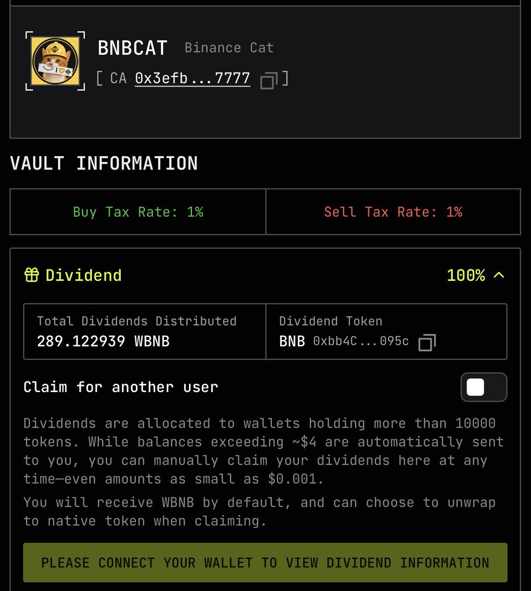 BinanceCat_x's tweet photo. Almost $210,000 worth of WBNB rewards has been distributed to $BNBCAT holders https://t.co/9i6T7VLJzp