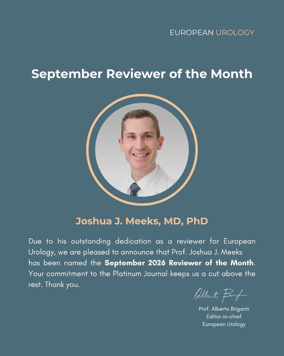 EUplatinum's tweet photo. 🎉 Congratulations to our September Reviewer of the Month, Prof. @JoshMeeks!

Your commitment to the Platinum Journal keeps us a cut above the rest. Thank you! https://t.co/idWZi2149z