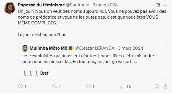 tonye237's tweet photo. Dites à @SueAnnie qu’on a les noms des prédatrices . Et ce sont ces amies . On fait comment maintenant? https://t.co/hWd6Hp7k5w